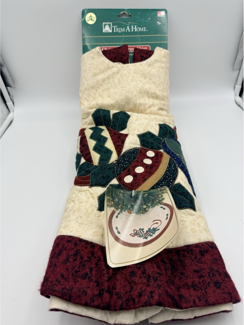 Trim A Home Vintage Christmas Tree Skirt Kmart Embroidered Ornament NWT VTG